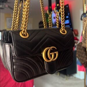 Gucci Black and Gold Shoulder Bag